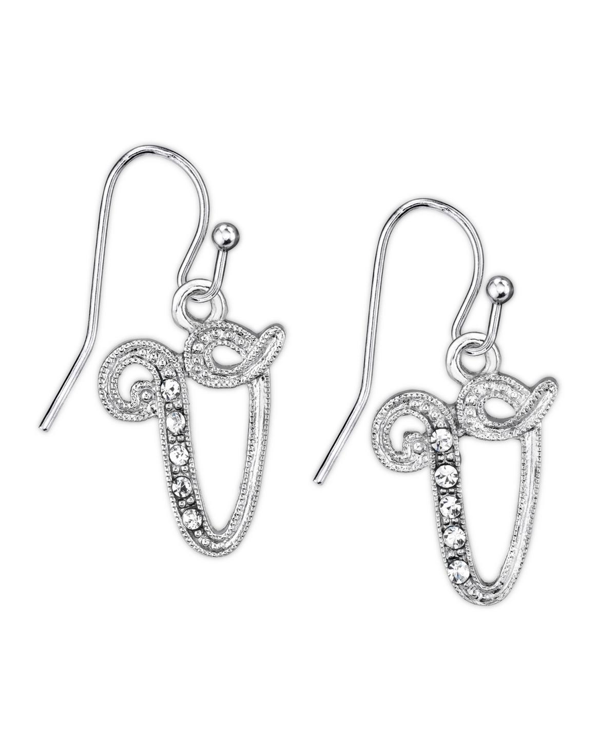 2028 Silver Tone Crystal Initial Wire Earring Product Image