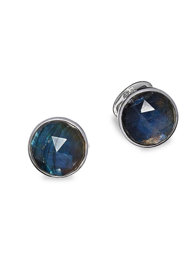 Mens Faceted Round Labradorite Cufflinks Product Image