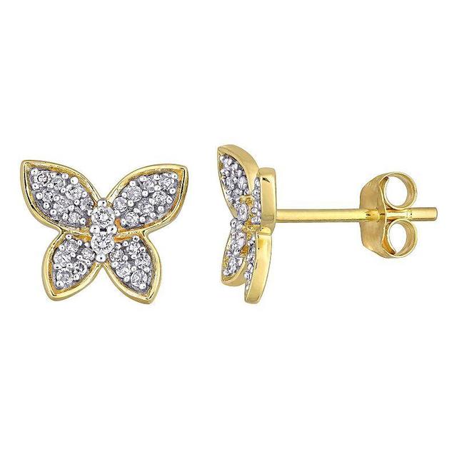 Stella Grace 10k Gold 1/5 Carat T.W. Diamond Butterfly Stud Earrings, Womens Product Image