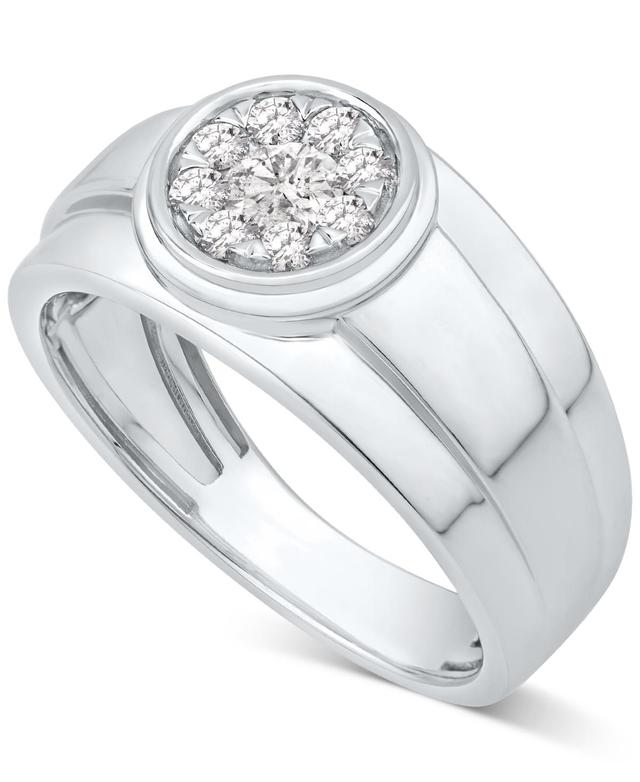 Mens Diamond Cluster Band (1/2 ct. t.w.) in 10k White Gold Product Image