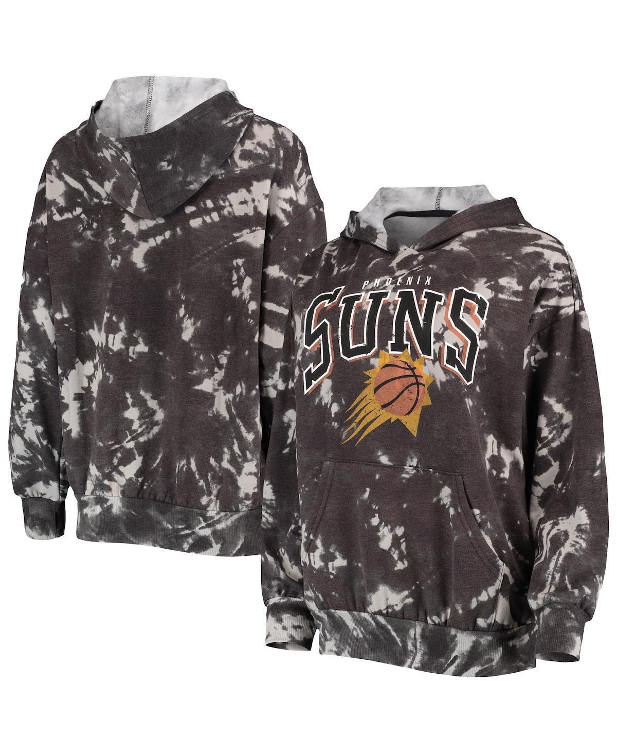 Womens Majestic Threads Black Phoenix Suns Burble Tie-Dye Tri-Blend Pullover Hoodie Product Image