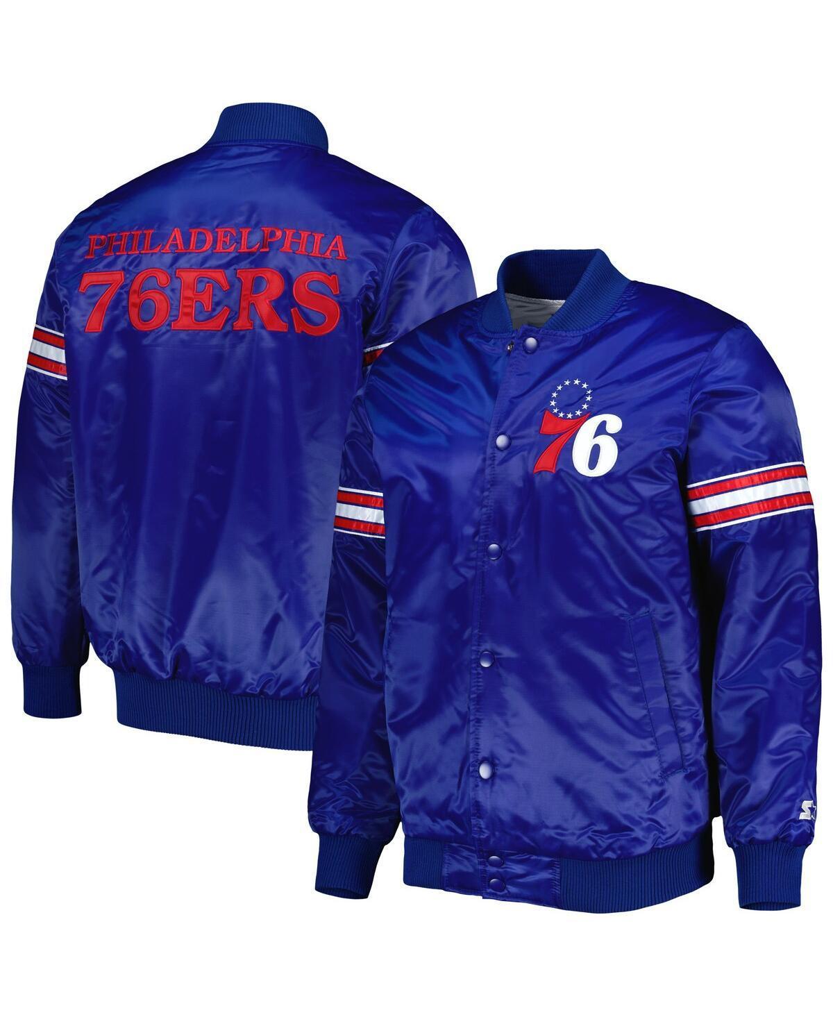 Mens Starter Royal Philadelphia 76ers Pick & Roll Satin Full-Snap Varsity Jacket Product Image