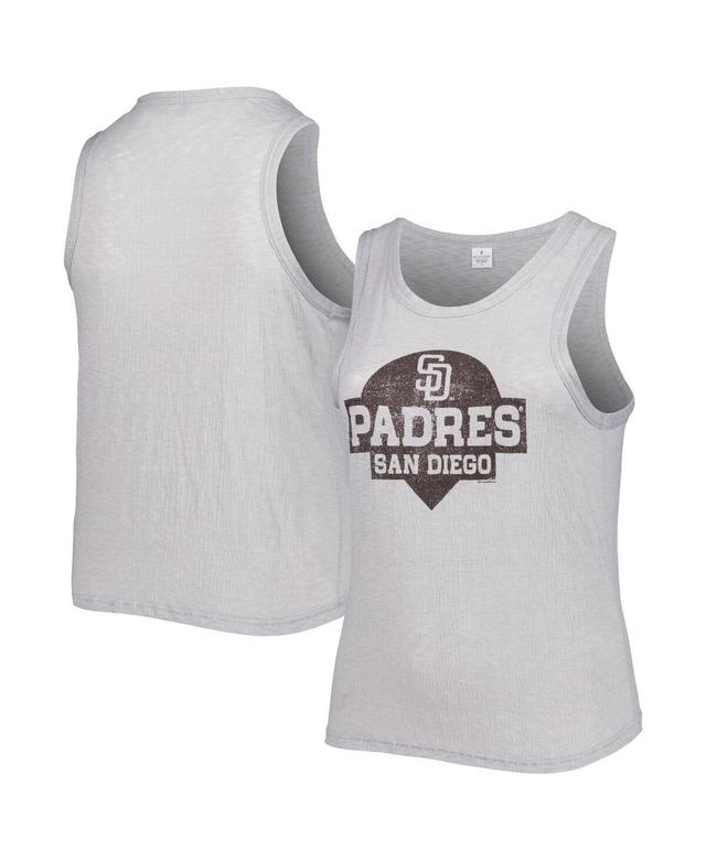 Womens Soft As A Grape Gray San Diego Padres Plus Size High Neck Tri-Blend Tank Top Product Image