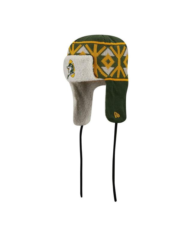 Mens New Era Green Green Bay Packers Historic Logo Knit Trapper Hat Product Image