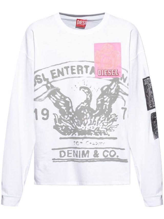 Graphic-print Cotton Sweatshirt In White Product Image