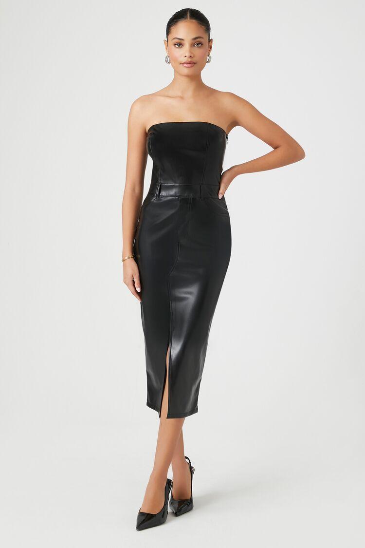 Faux Leather Tube Midi Dress | Forever 21 Product Image