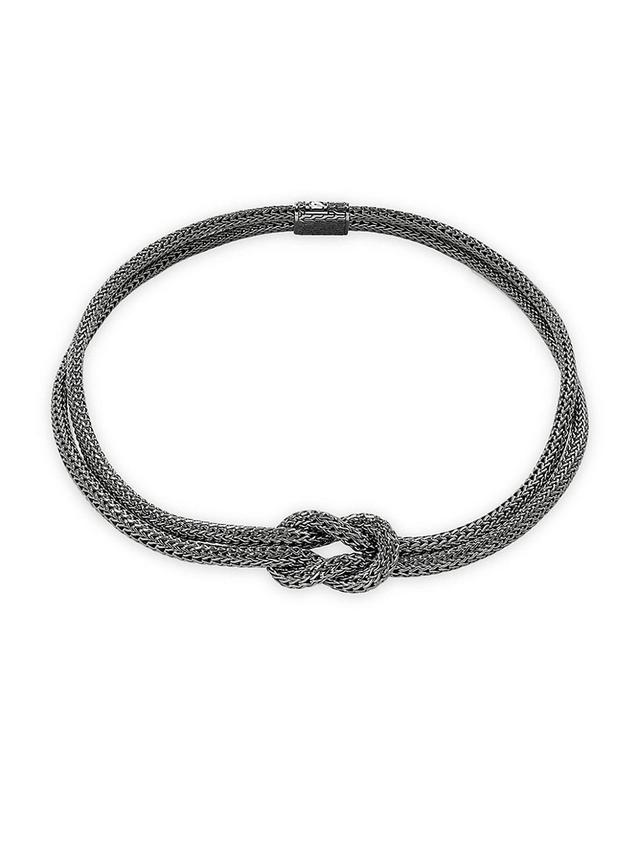 Mens Love Knot Sterling Silver & Black Rhodium Necklace Product Image