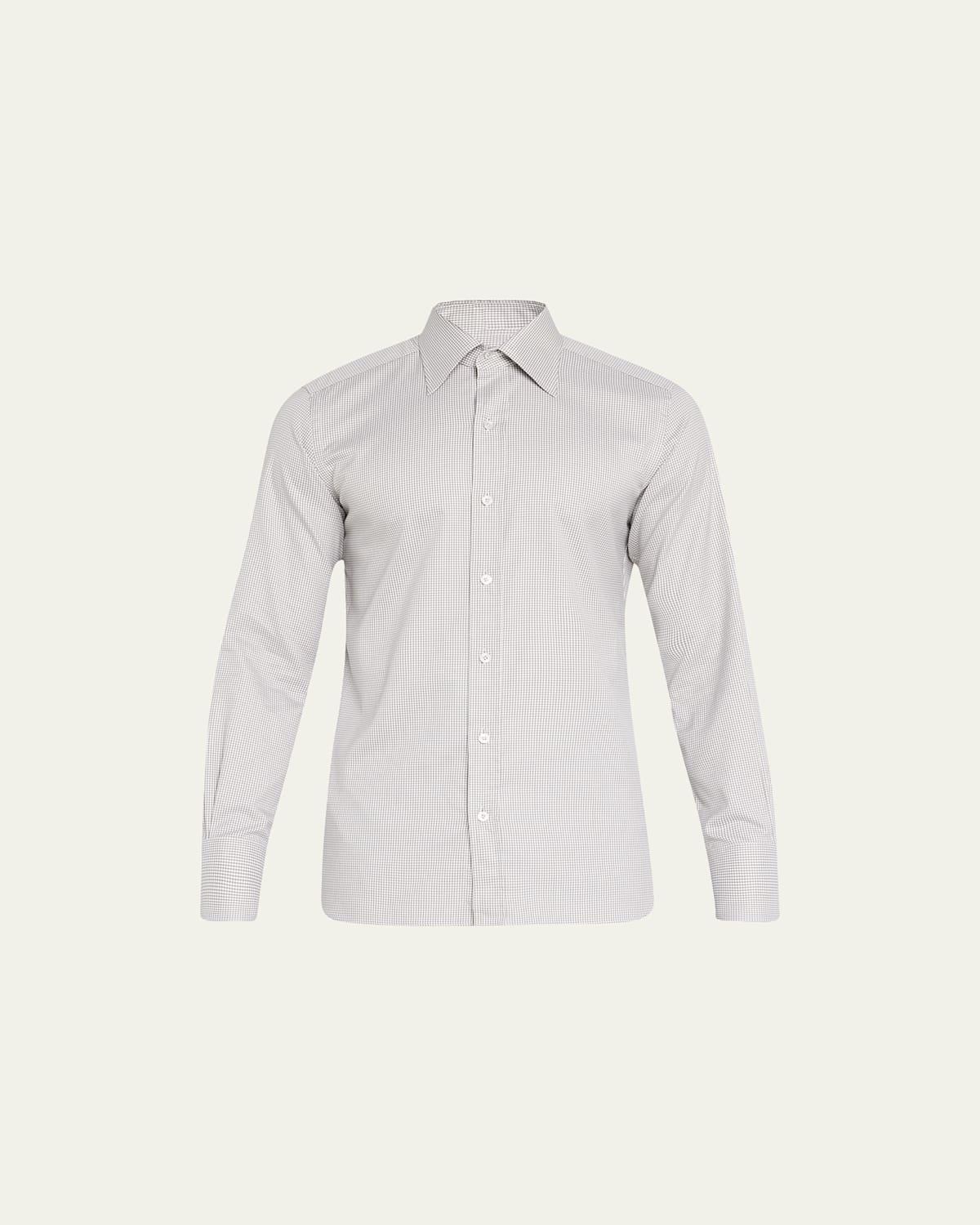 Mens Check-Print Slim-Fit Dress Shirt product image