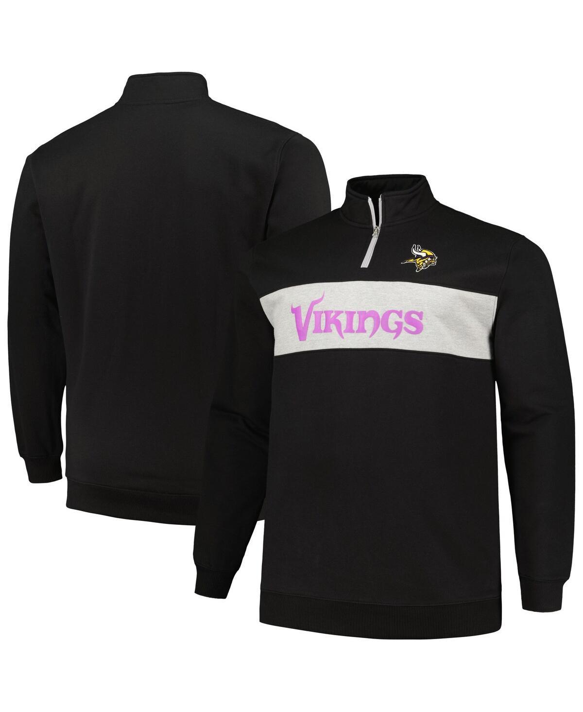 Mens Profile Black Minnesota Vikings Big and Tall Fleece Quarter-Zip Jacket Product Image