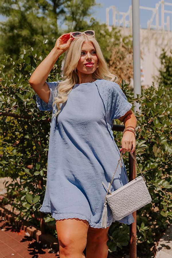 Sunday Mornings Eyelet Shift Dress in Airy Blue Curves Product Image