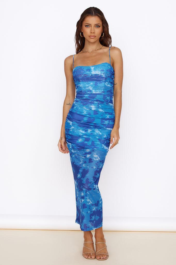 Heart Eyes Maxi Dress Blue Product Image