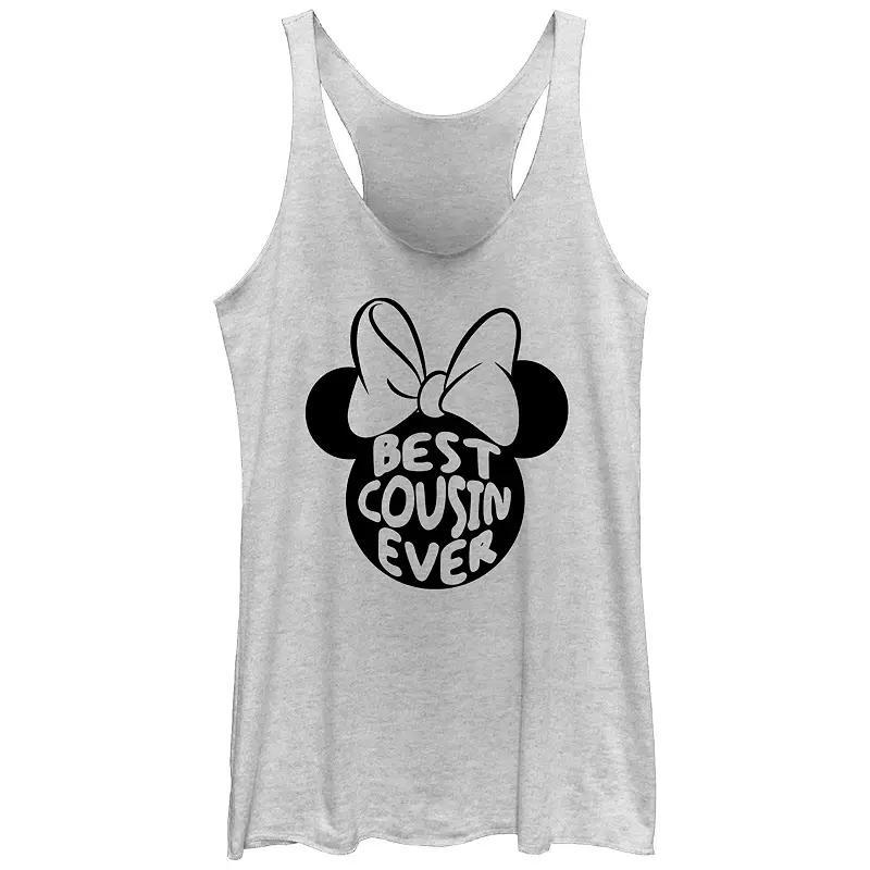 Disneys Minnie Mouse Best Aunt Ever Womens Racerback Tank Top White Grey Product Image