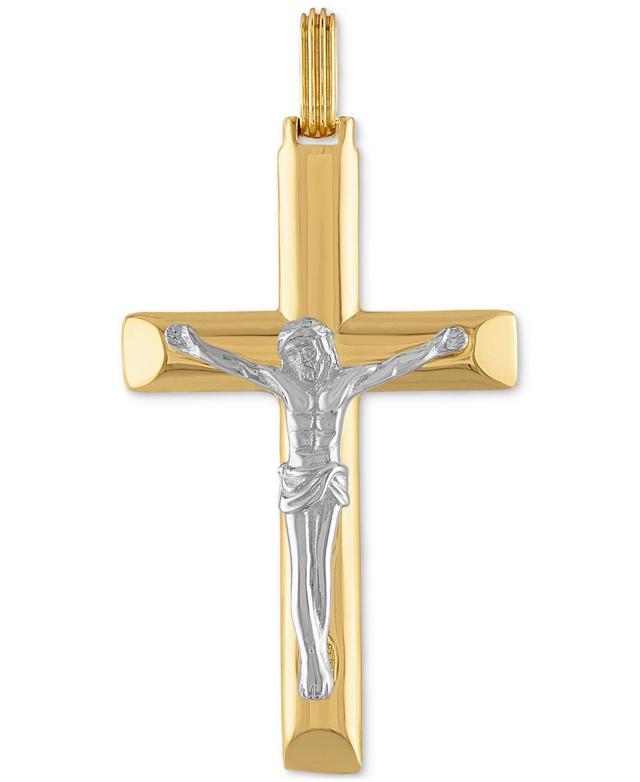 Esquire Mens Jewelry Two-Tone Crucifix Pendant in Sterling Silver & 14k Gold-Plate, Created for Macys Product Image