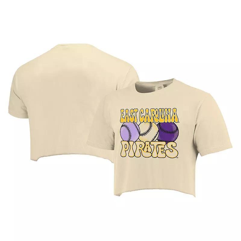 Womens Natural ECU Pirates Comfort Colors Baseball Cropped T-Shirt Product Image