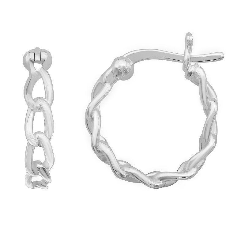 PRIMROSE Sterling Silver Chain Link Hoop Earrings, Womens Product Image