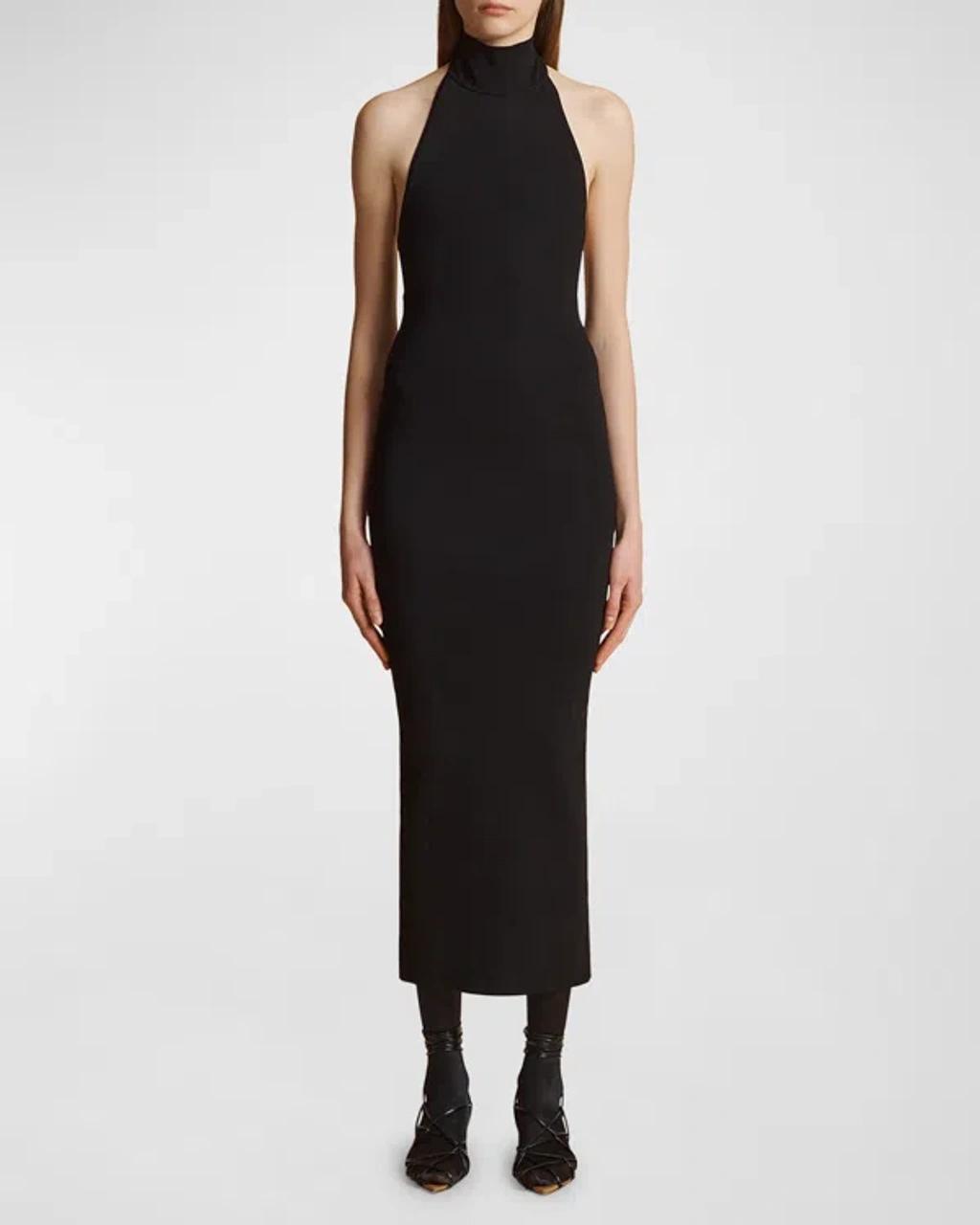 Suzanne Jersey Halterneck Midi Dress In Black Product Image