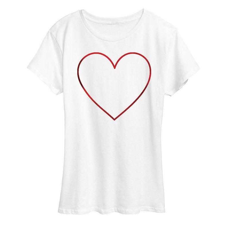 Womens Heart Outline Graphic Tee White Product Image