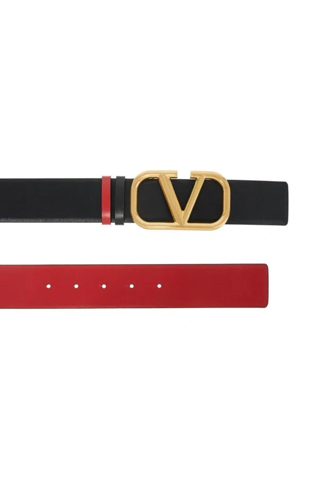 Leather Vlogo Signature Reversible Belt In Black Product Image