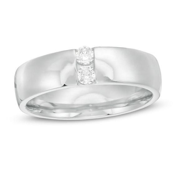 Men's 1/5 CT. T.w. Diamond Vertical Two Stone Wedding Band in Platinum Product Image