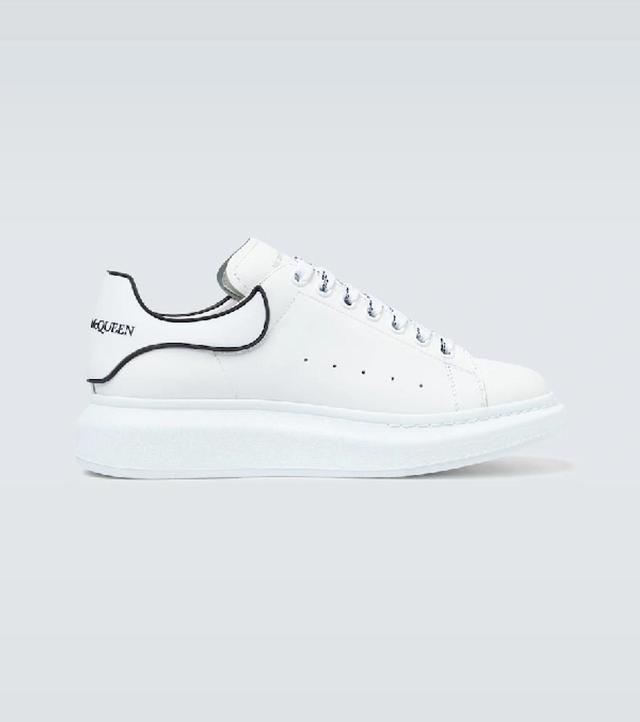 Oversized Raised-sole Leather Trainers In White Product Image