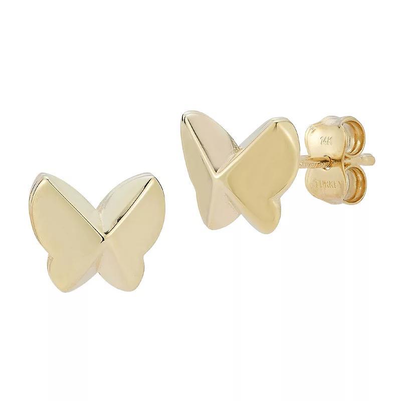 LUMINOR GOLD 14k Gold Geometric Butterfly Stud Earrings, Womens Product Image