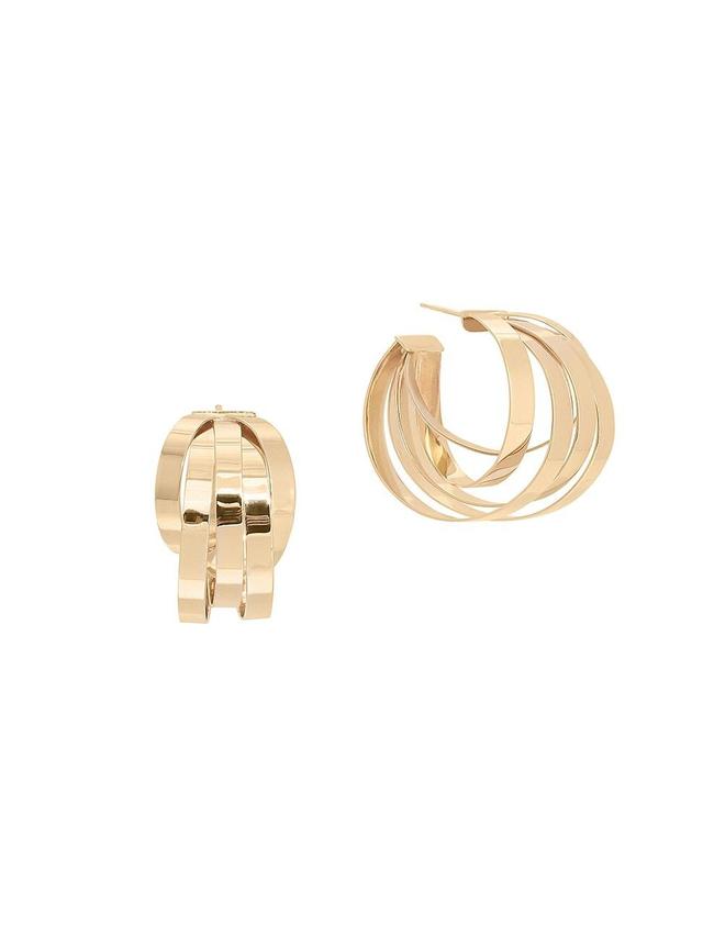 Womens Flat 14K Yellow Gold Multi-Hoop Earrings Product Image