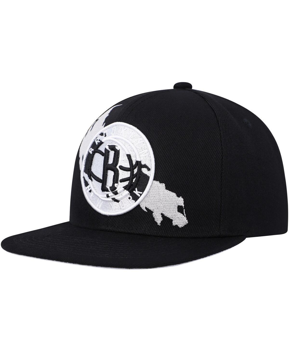 Mens Mitchell & Ness Black Brooklyn Nets Paint by Numbers Snapback Hat Product Image