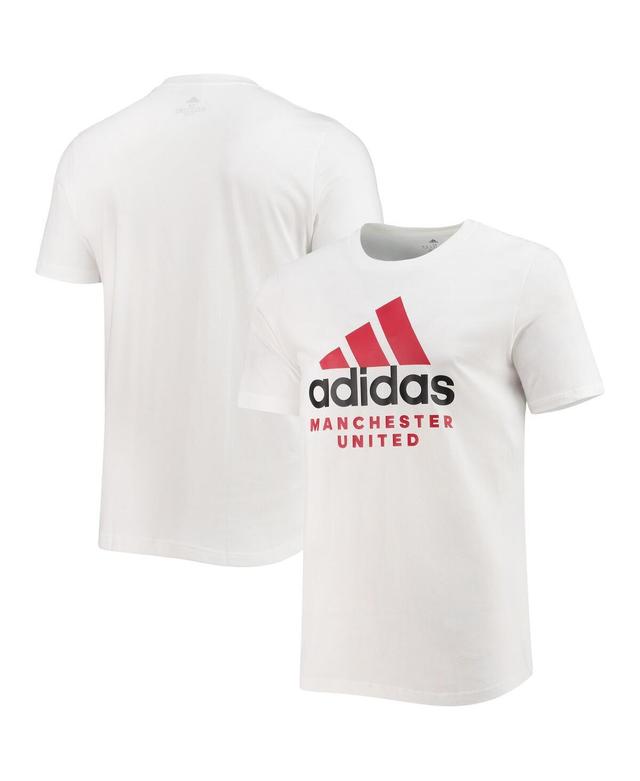 Mens adidas White Manchester United Dna Logo T-shirt Product Image