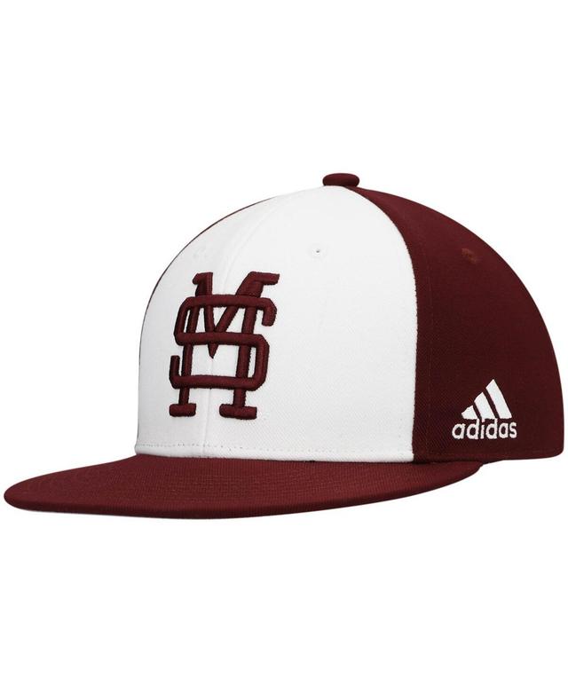 Mens adidas White and Maroon Mississippi State Bulldogs Team On-Field Baseball Fitted Hat - White Product Image