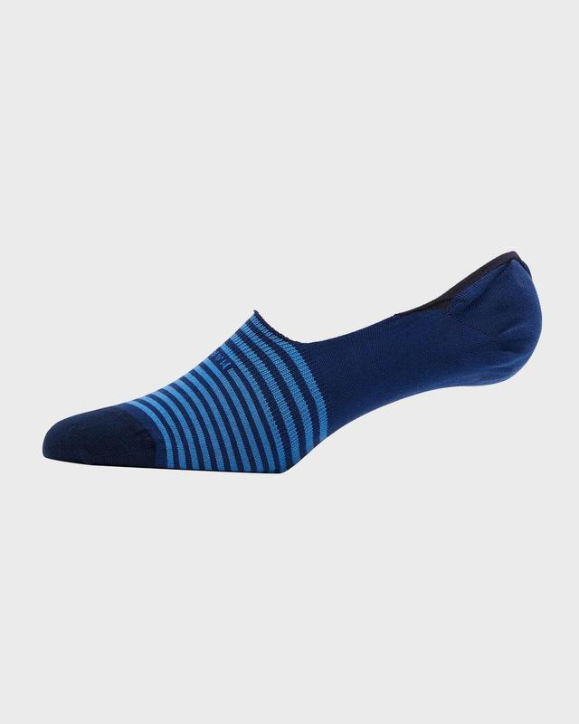 Marcoliani Men's Stripe Invisible Touch Liner Sock, Grey Product Image