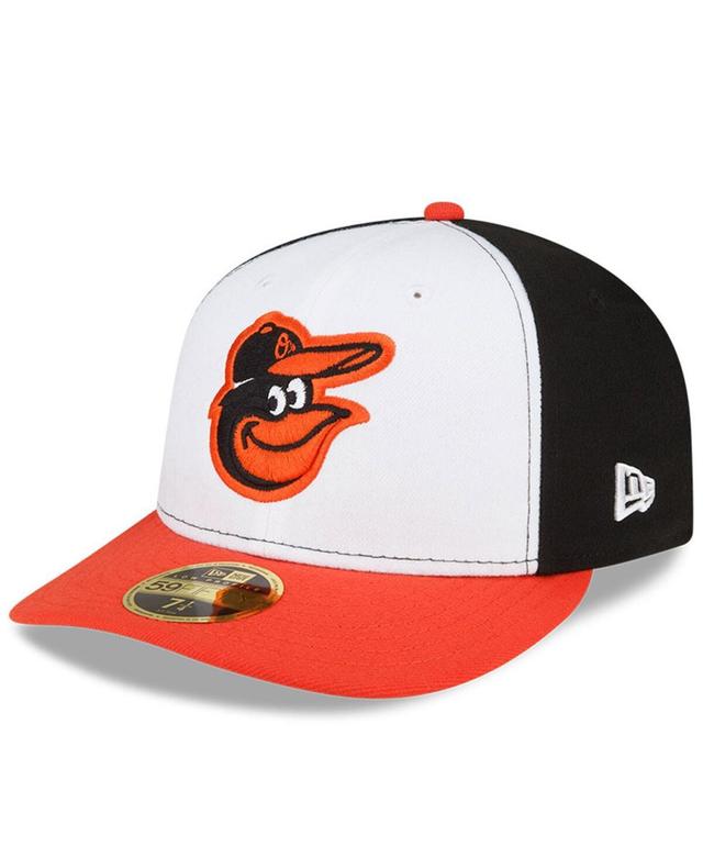 New Era Mens White Baltimore Orioles National Baseball Hall of Fame Low Profile 59FIFTY Fitted Hat - White, Orange Product Image