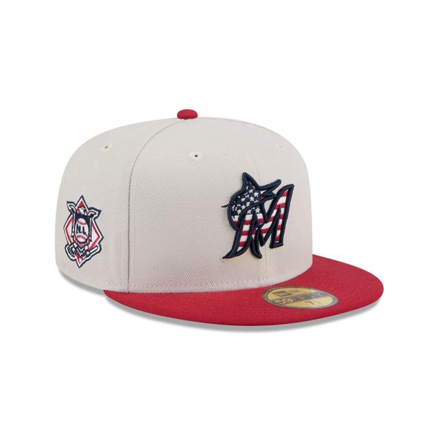 Miami Marlins Independence Day 2024 59FIFTY Fitted Hat Male Product Image