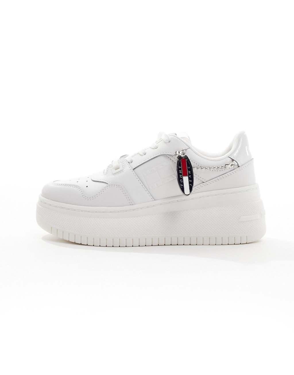 Tommy Jeans retro basket flatform charm sneakers in ecru Product Image