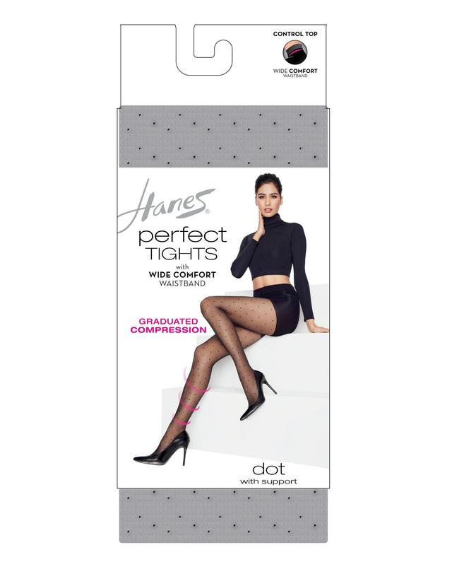 Hanes Perfect Dot Womens Compression Tights, Control Top Black 2XL Product Image