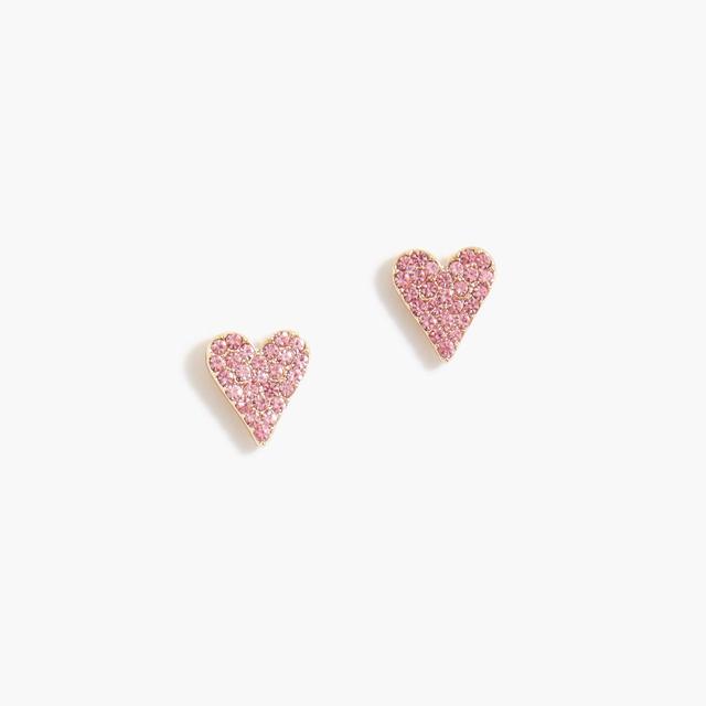 Pavé crystal heart stud earrings Product Image