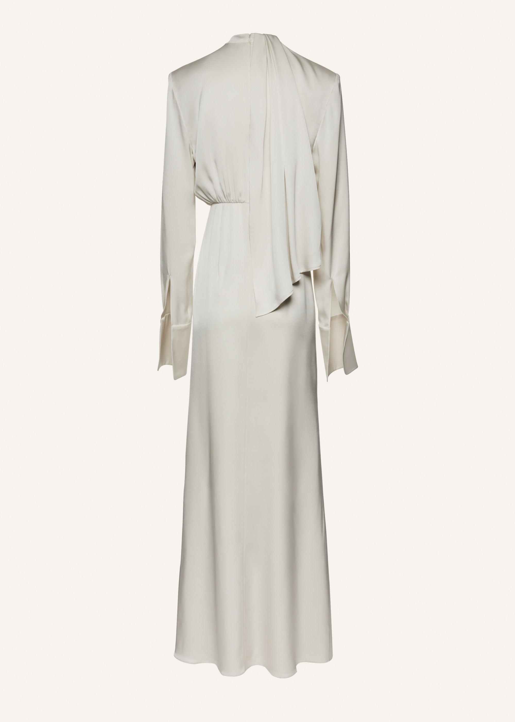 Silk round neck gown in champagne Product Image