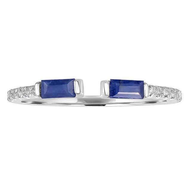 Gemistry 14k White Gold White Topaz & Gemstone Cuff Ring, Womens Blue Product Image