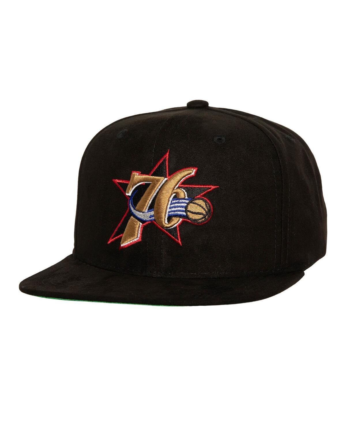 Mens Mitchell & Ness Black Philadelphia 76ers Sweet Suede Snapback Hat Product Image