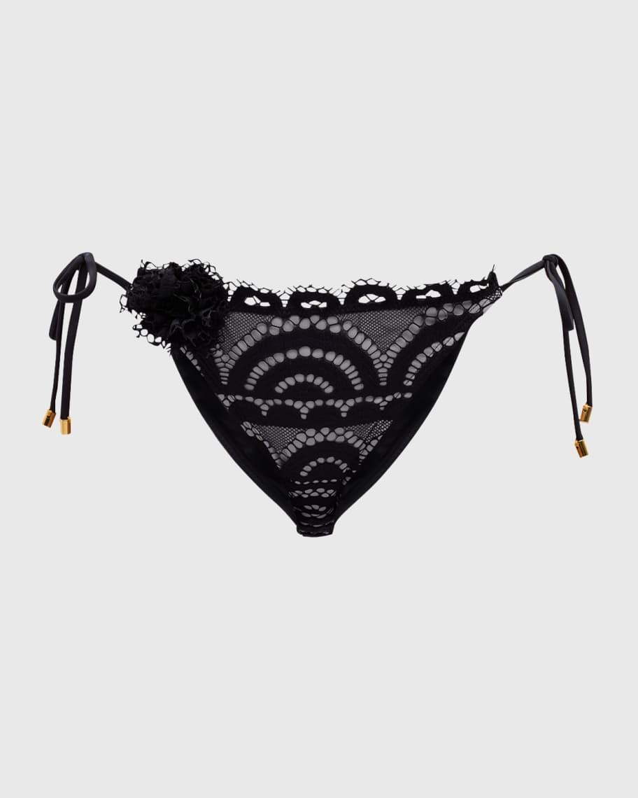 Rosette Lace Side-Tie Bikini Bottoms  Product Image