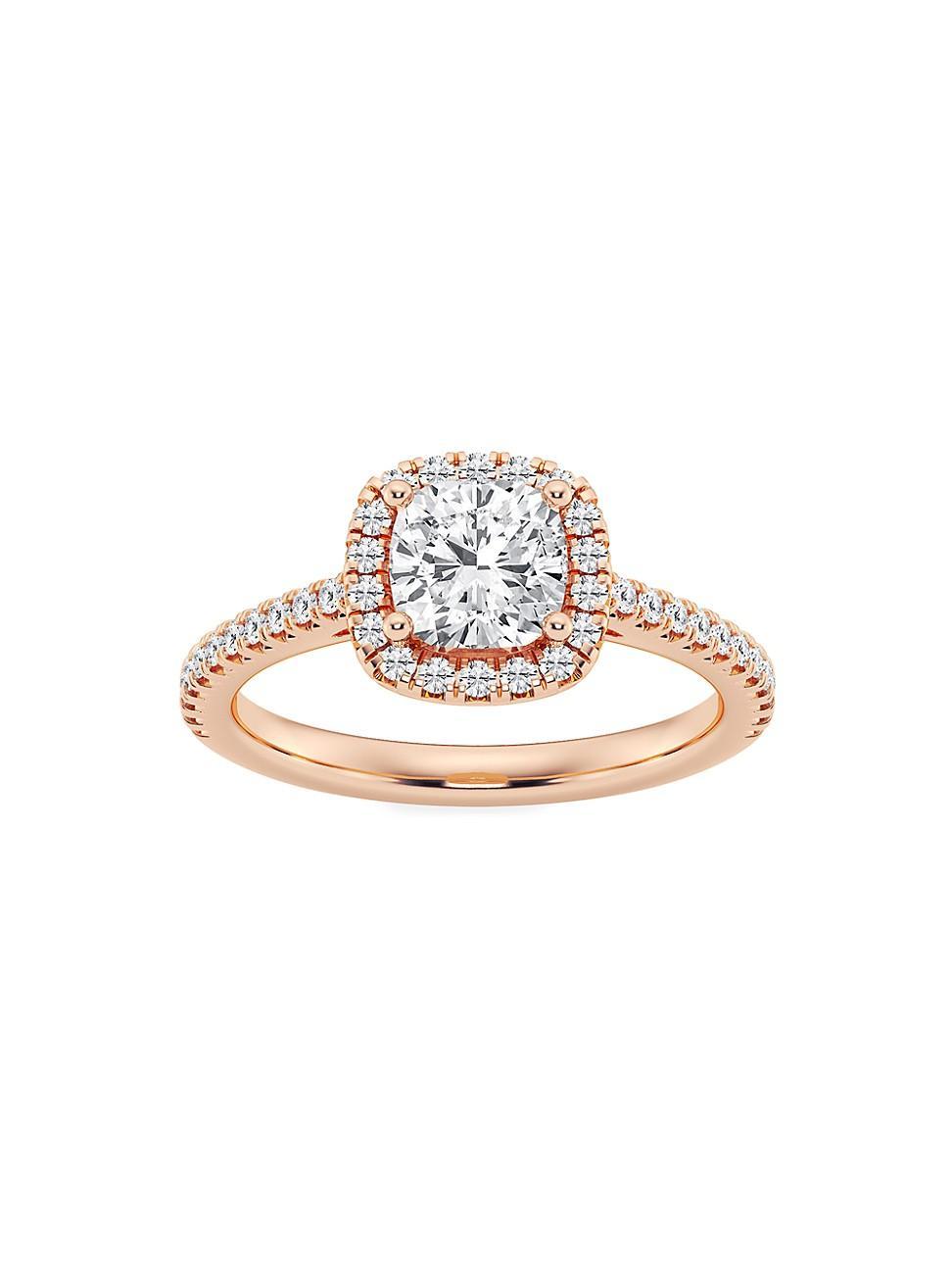 Womens 14K Rose Gold & Cushion-Cut Lab-Grown Diamond Halo Ring/1.30-3.60 TCW Product Image