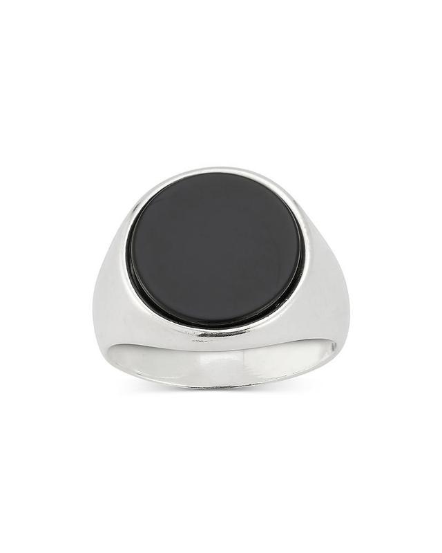 Milanesi And Co Mens Sterling Silver Onyx Oval Signet Ring Product Image