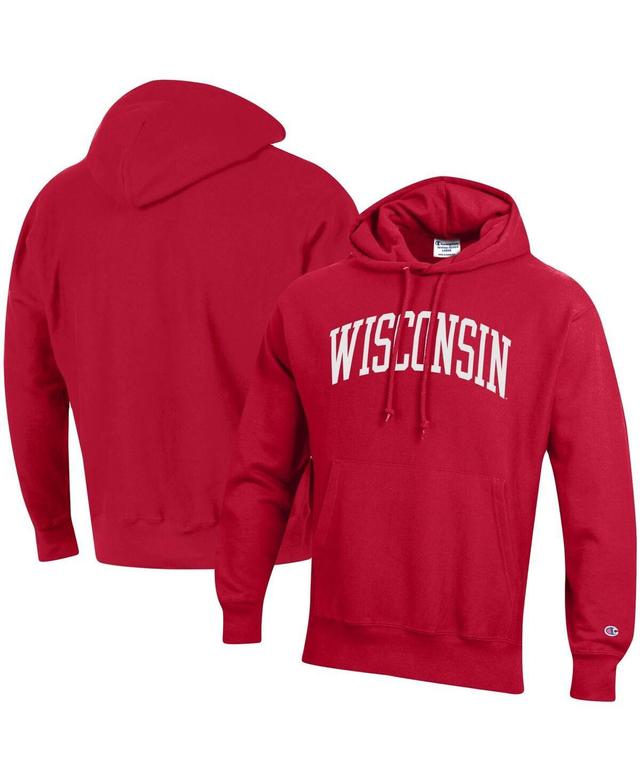 Mens Champion Red Wisconsin Badgers Team Arch Reverse Weave Pullover Hoodie Product Image