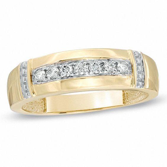 Men's 1/5 CT. T.w. Diamond Collar Wedding Band in 10K Gold Product Image