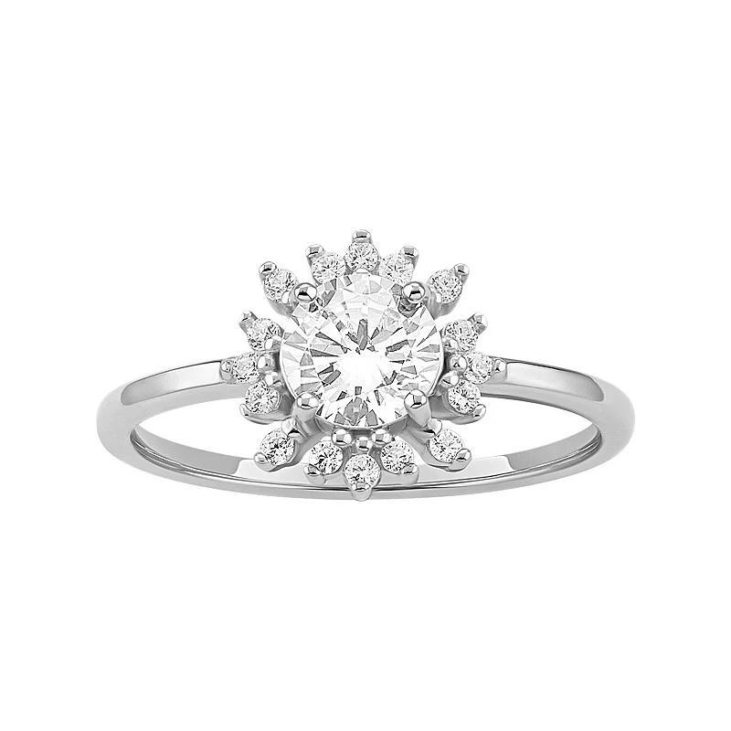 PRIMROSE Sterling Silver Cubic Zirconia Flower Ring, Womens Sterling Silver White Product Image