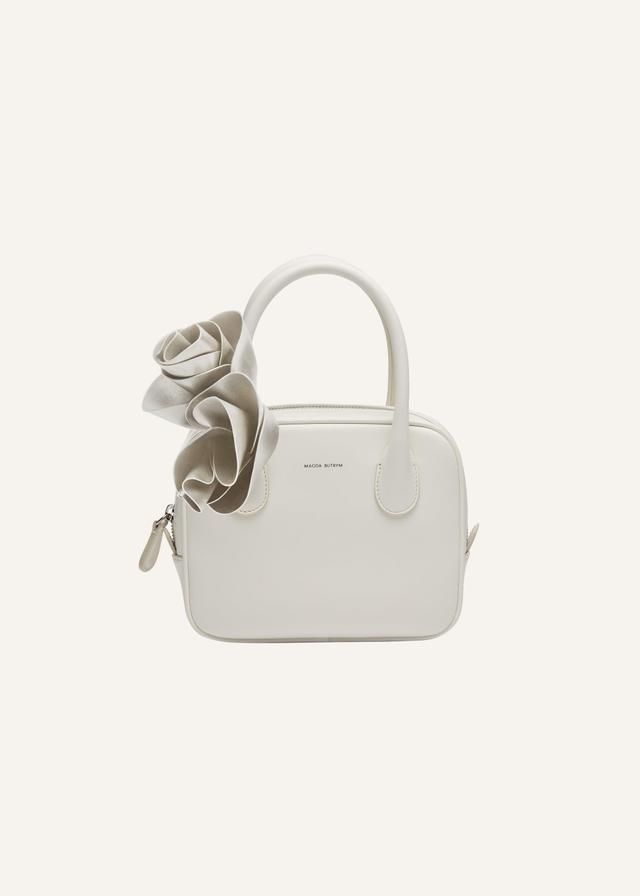 Brigitte square bag in cream leather and silver Product Image