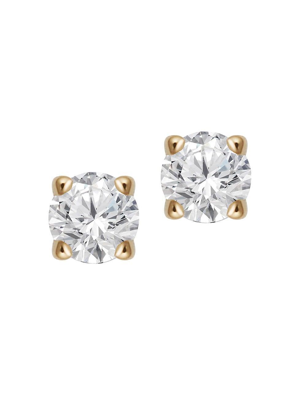 Womens 14K Yellow Gold Shine Bright Diamond Small Studs Product Image