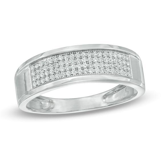 Men's 1/4 CT. T.w. Diamond Multi-Row Band in 10K White Gold Product Image