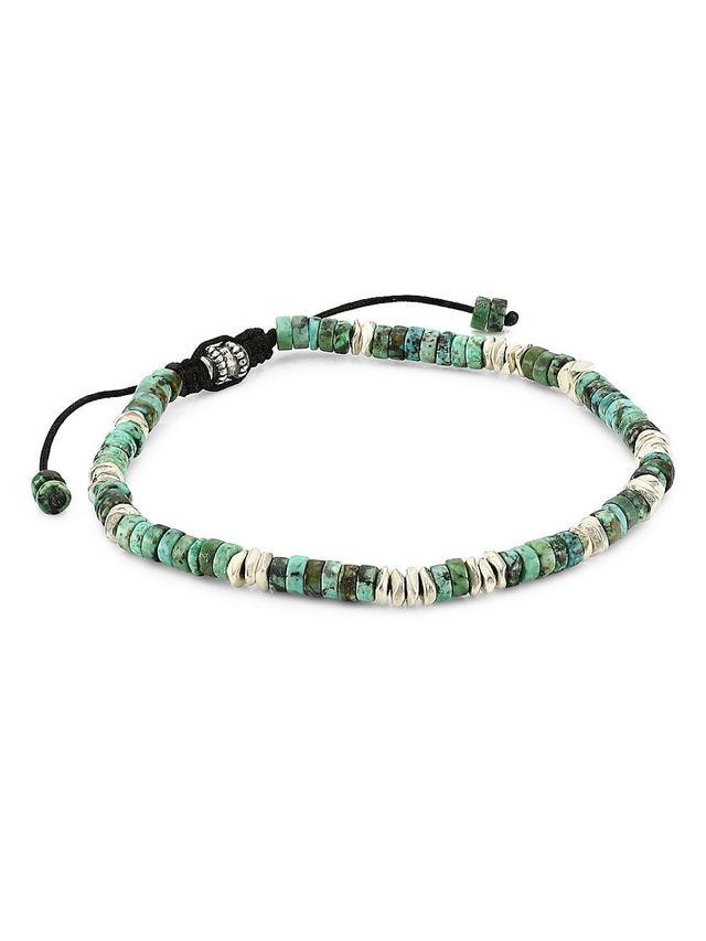 Mens Dakota Sterling Silver & Turquoise Bead Bracelet Product Image