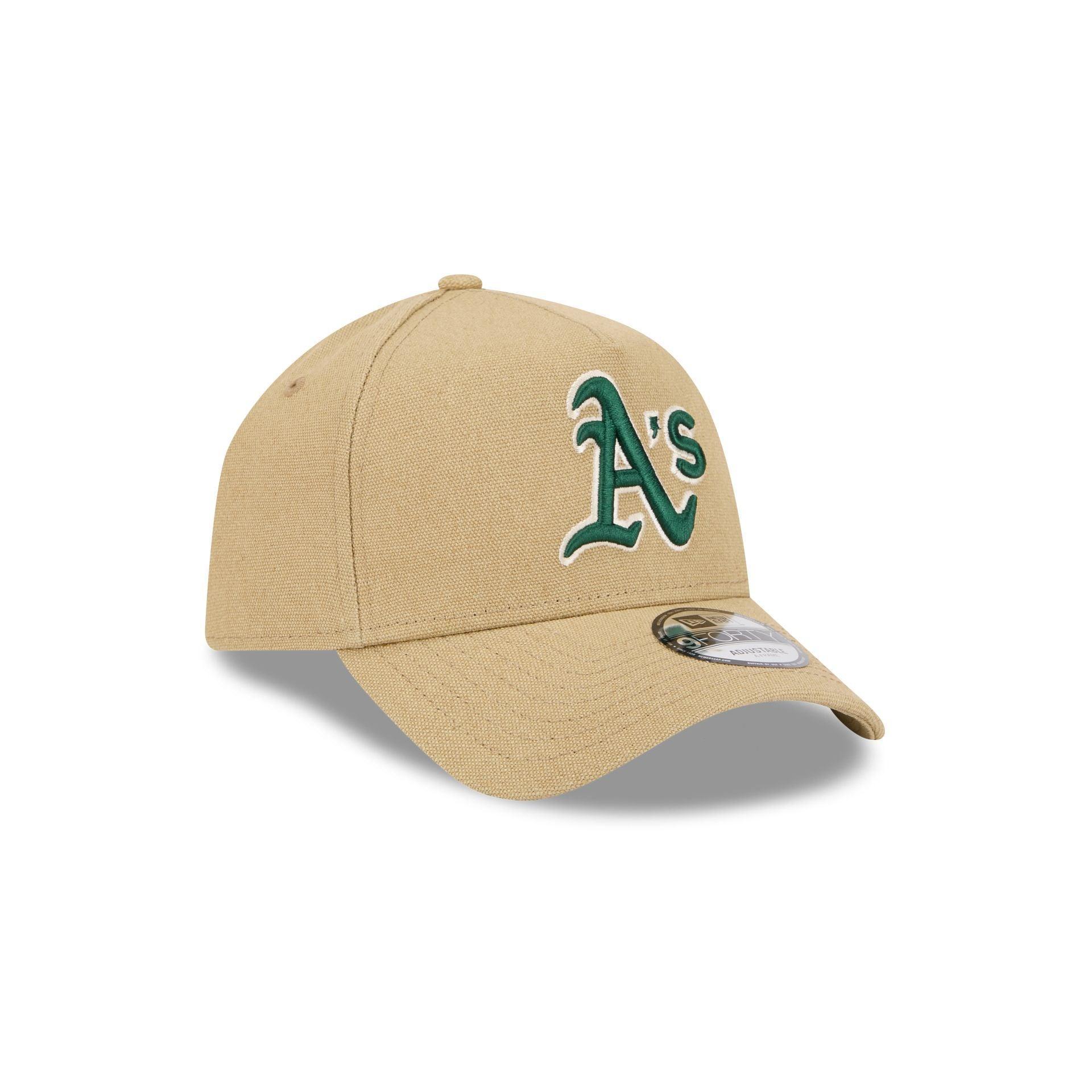 Oakland Athletics Logo Essentials Khaki 9FORTY A-Frame Snapback Hat Male Product Image