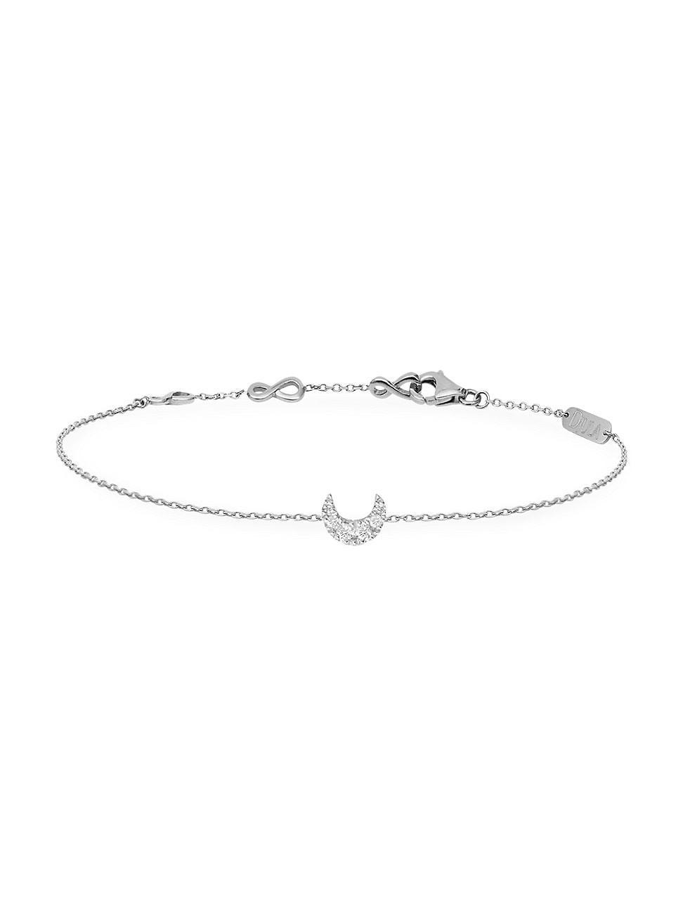 Womens Magic Touch 18K White Gold & Diamond Moon Chain Bracelet - White Gold Product Image